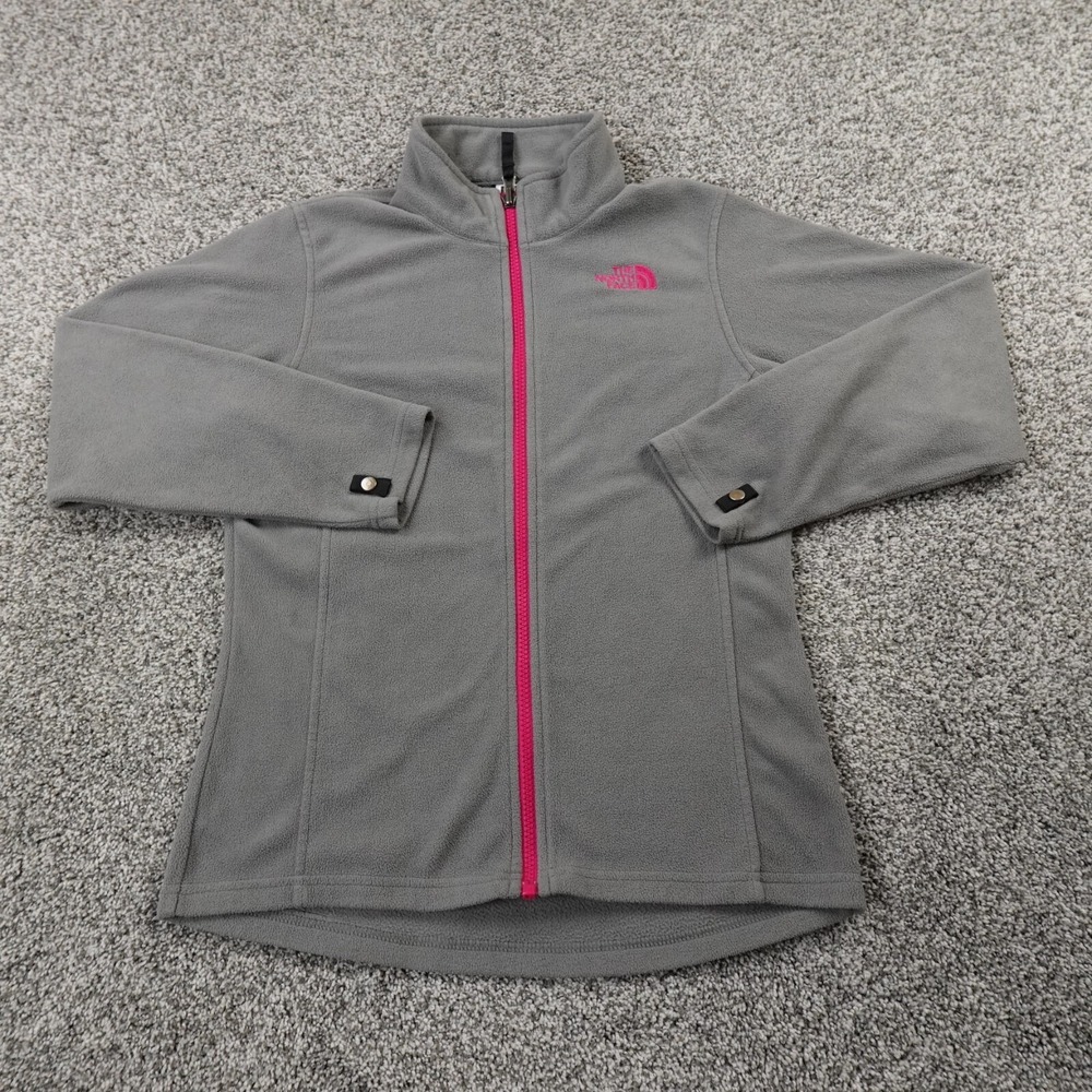 North Face Jacket Girls L 14-16 Gray Zip Fleece Pile Sweater Sweatshirt‎ Hiking